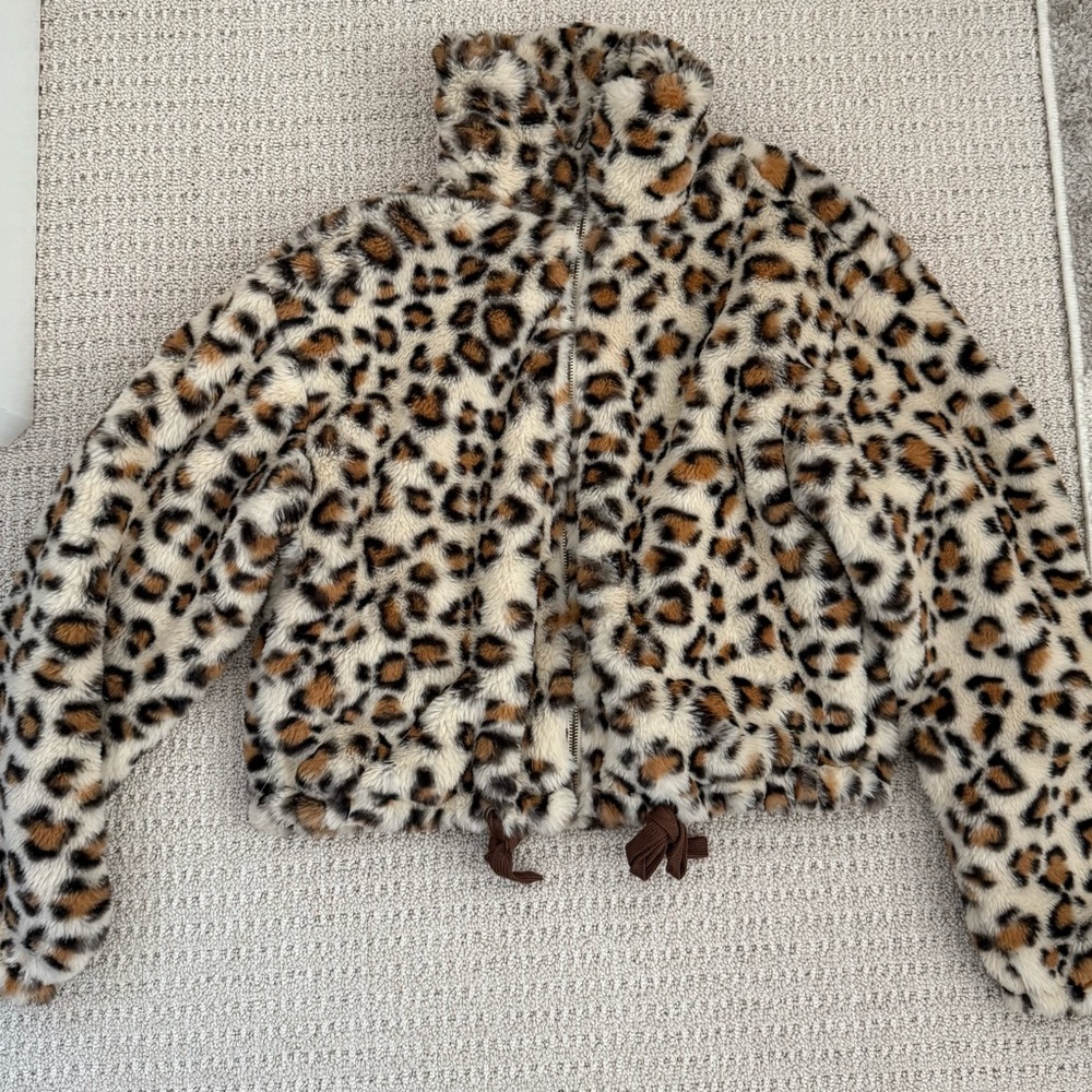 Leopard Print Faux Fur Jacket